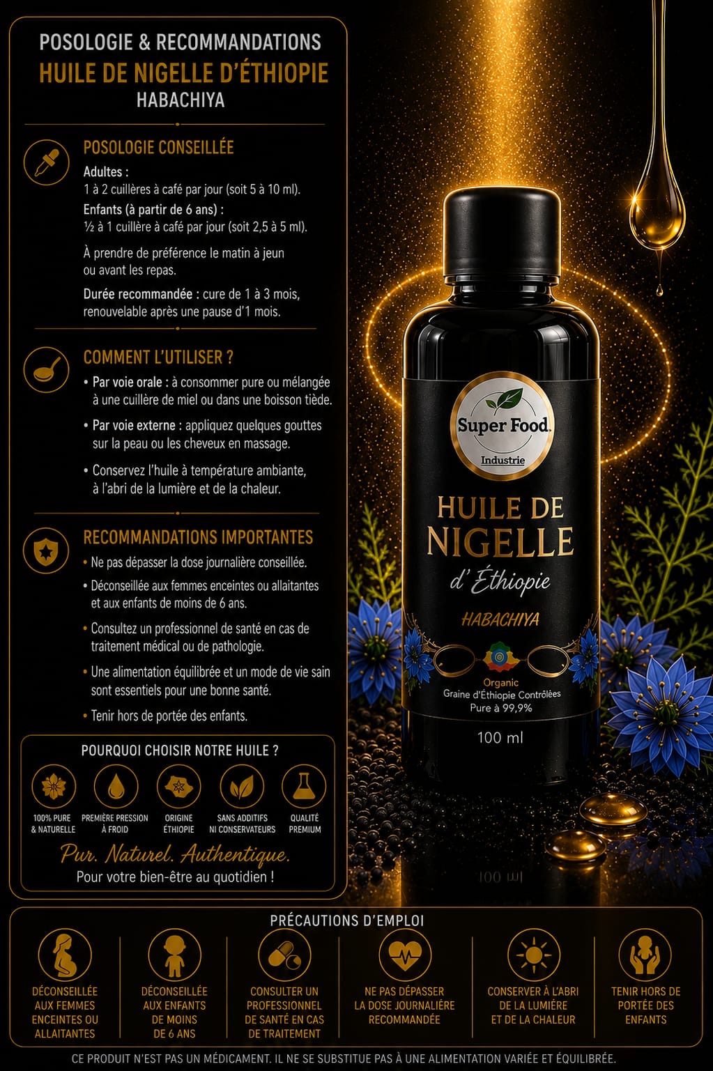 Huile de Nigelle d'Éthiopie (Habachia)