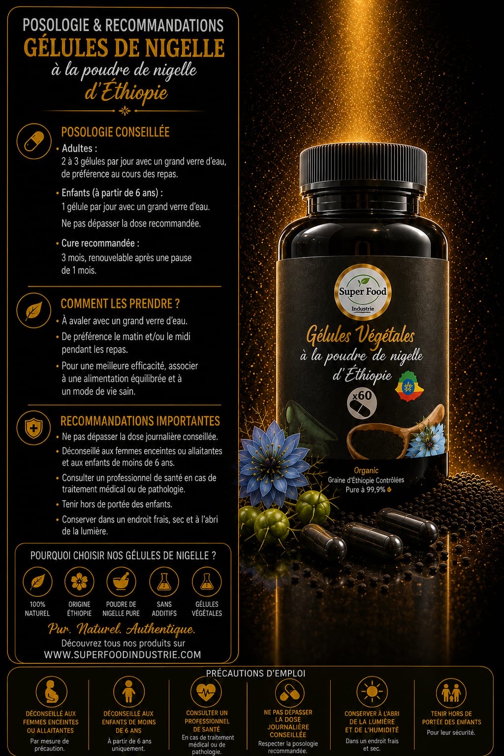 Gélules de Poudre de Nigelle (500 mg)