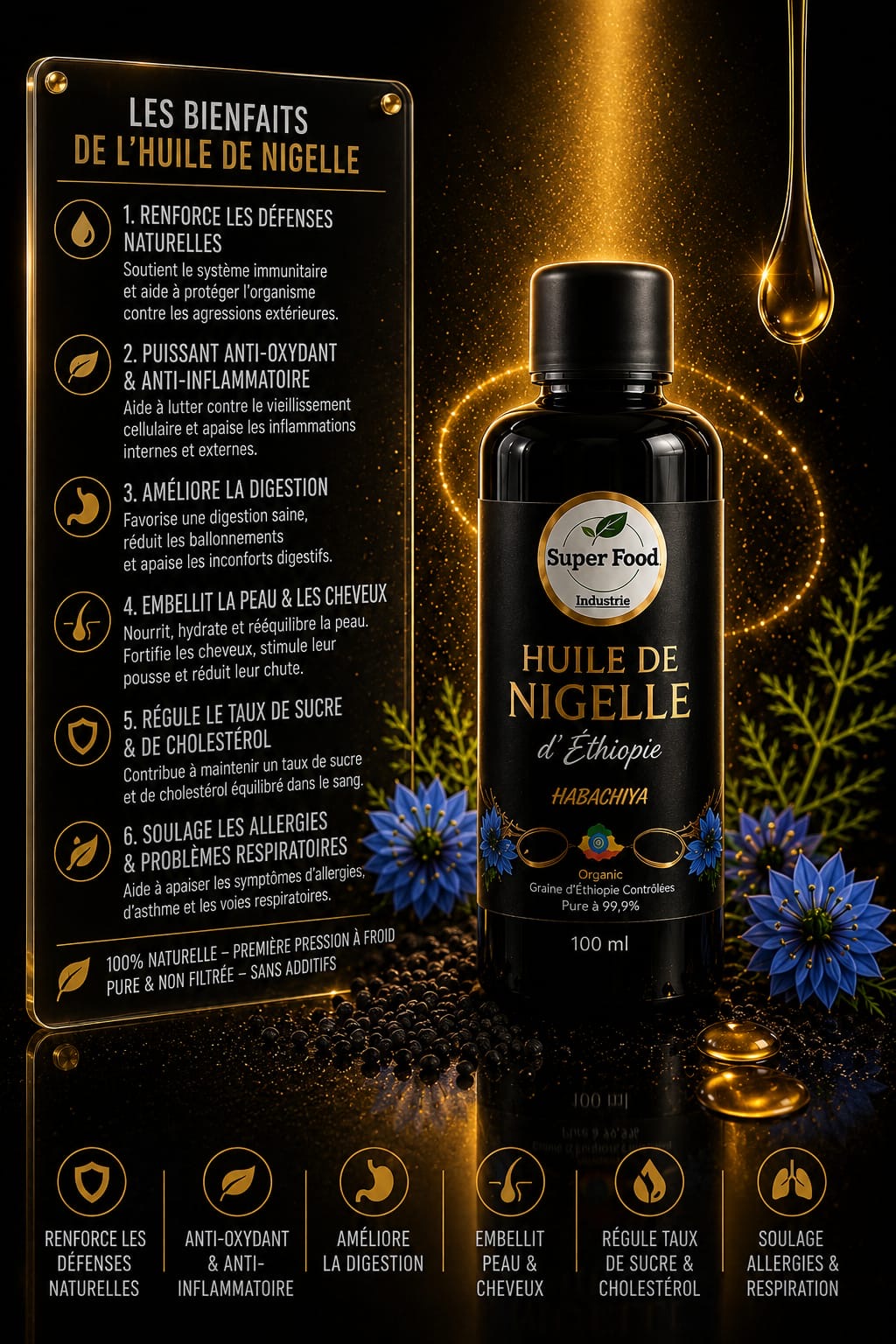 Huile de Nigelle d'Éthiopie (Habachia)