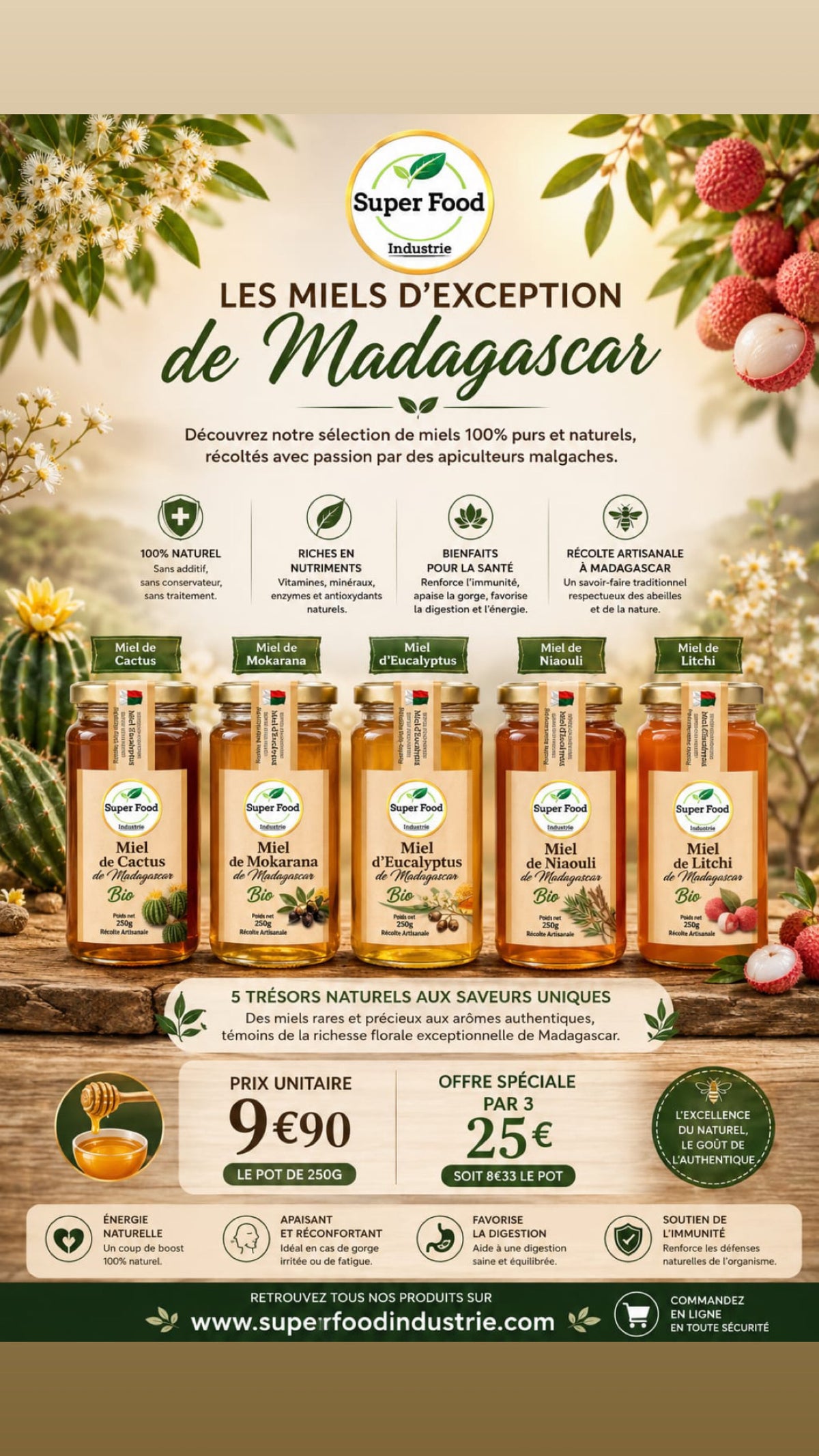 Miel d'Eucalyptus de Madagascar – Signature Boisée par Superfoodindustrie (250g)