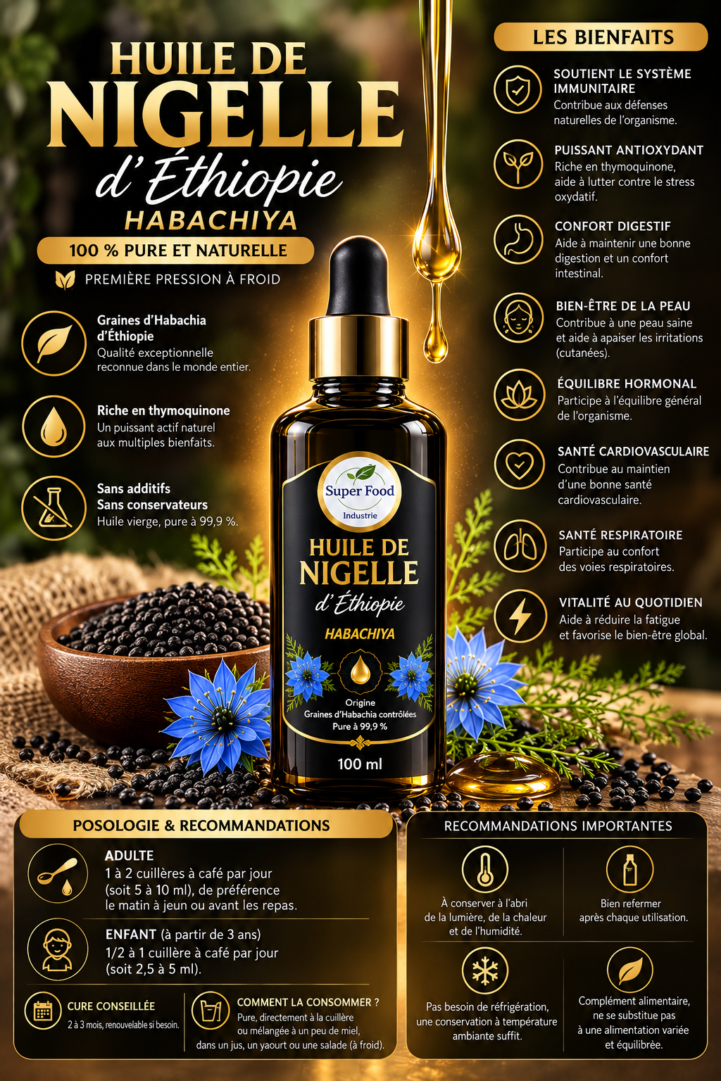 Huile de Nigelle d'Éthiopie (Habachia)