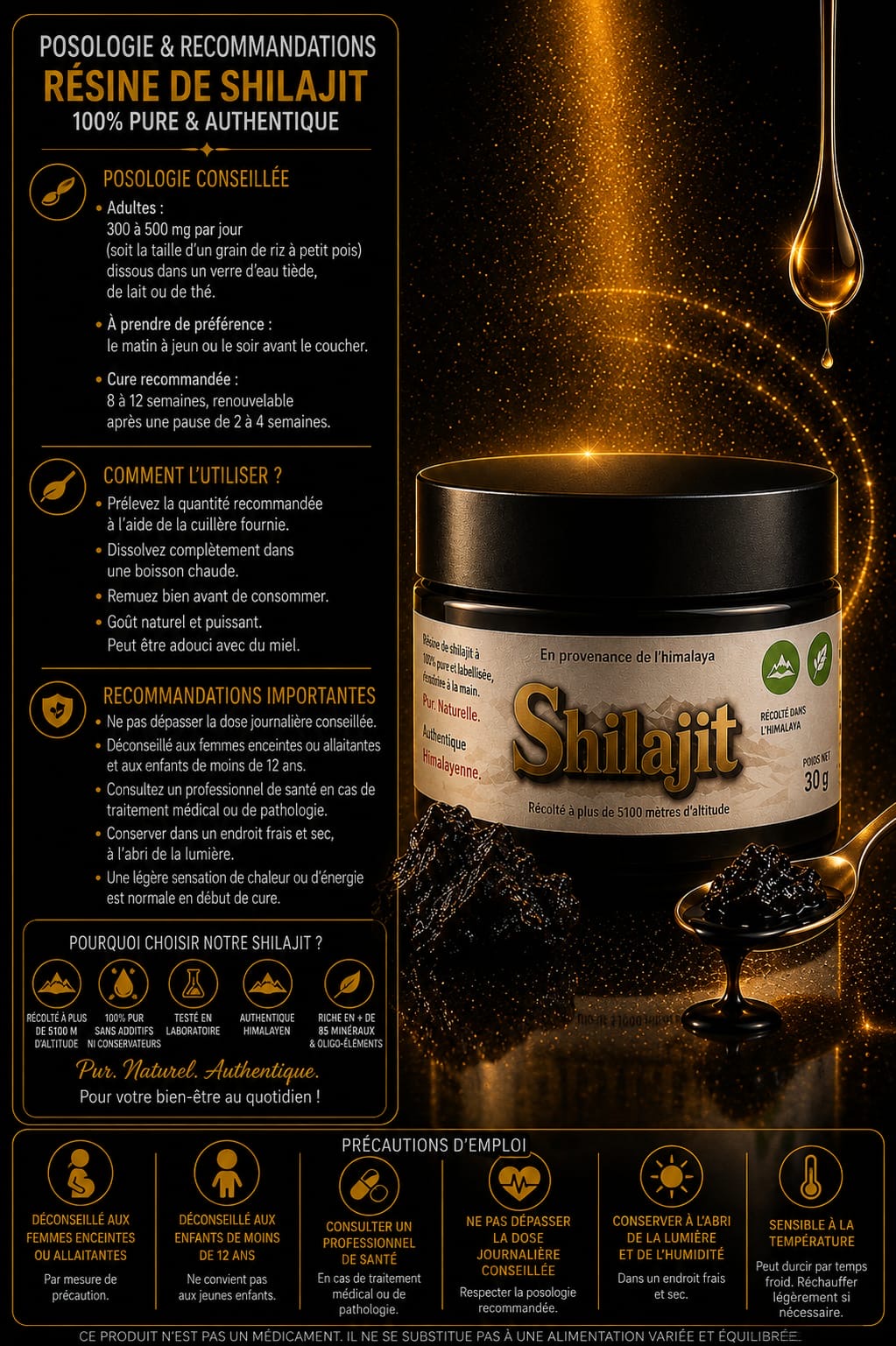 Résine Shilajit Grade Or 30g