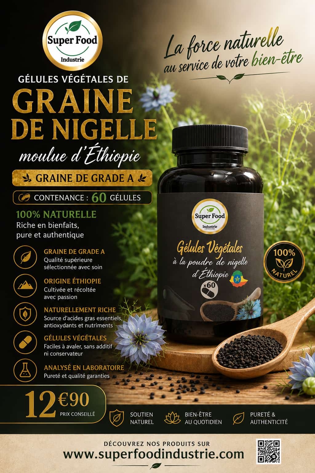 Gélules de Poudre de Nigelle (500 mg)