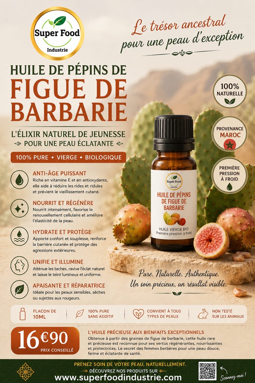 Huile de Pépins de Figue de Barbarie Bio 10ml – Madagascar