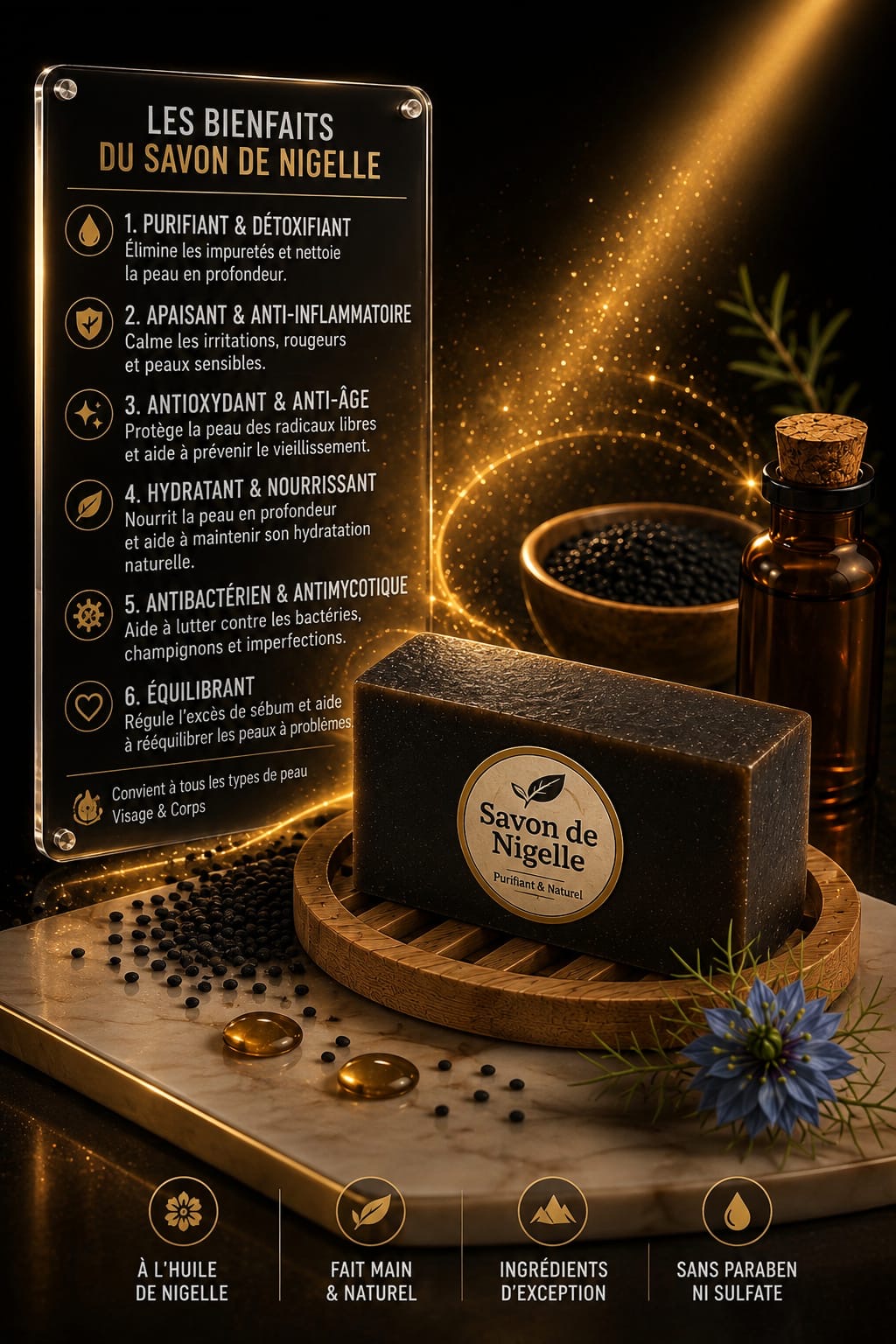 Savon Artisanal à l'Huile de Nigelle