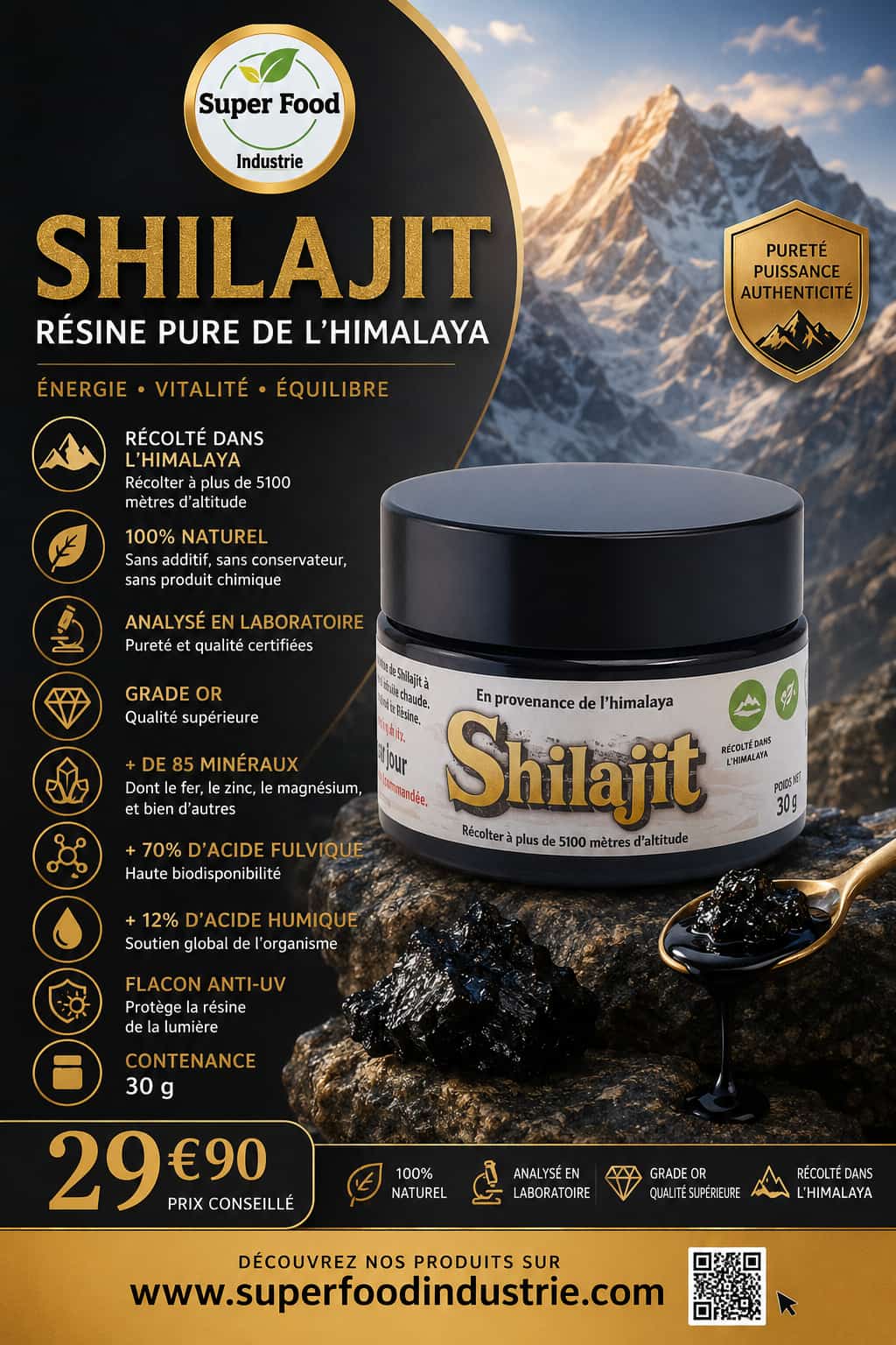 Résine Shilajit "Grade Or" 30g