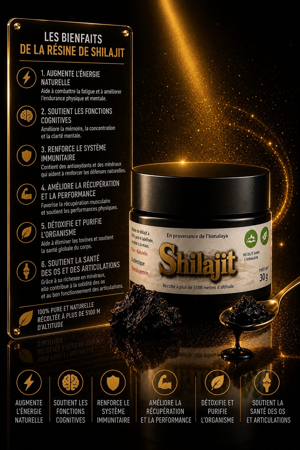 Résine Shilajit Grade Or 30g