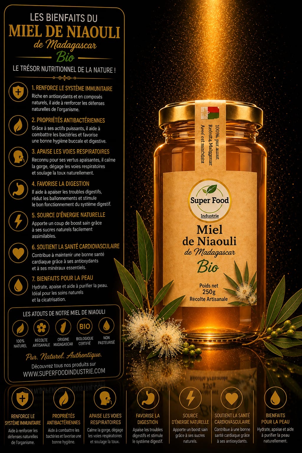 Miel de Niaouli de Madagascar – Trésor Aromatique par Superfoodindustrie (250g)