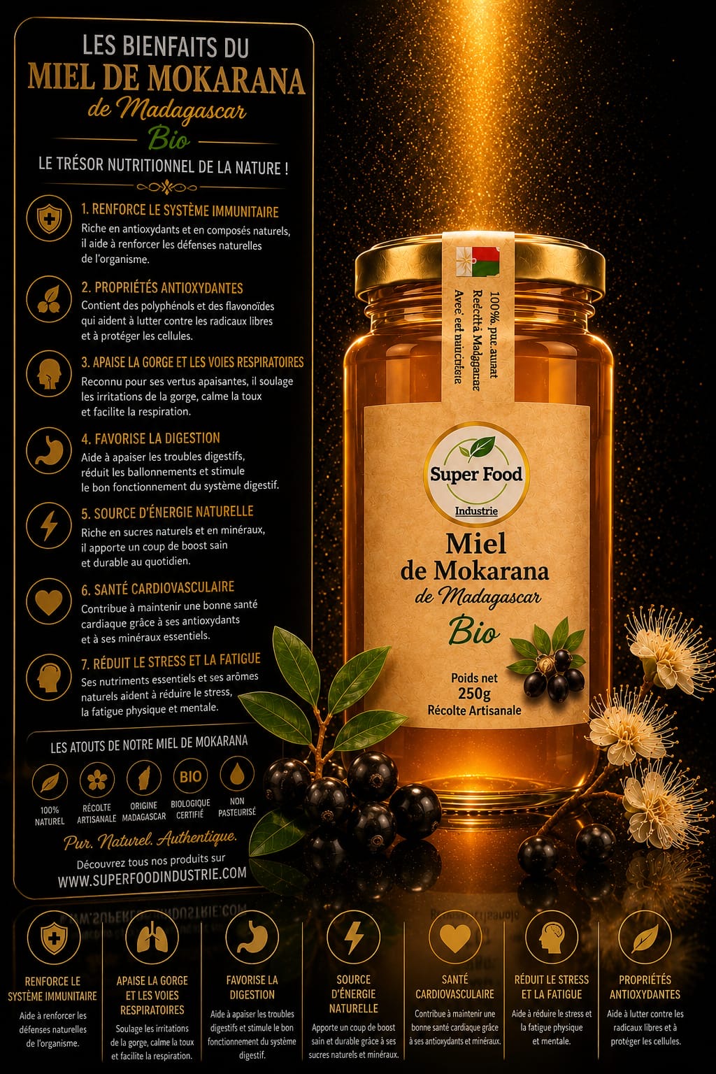 Miel de Mokarana Bio de Madagascar – La Rare Évasion Florale par Superfoodindustrie (250g)