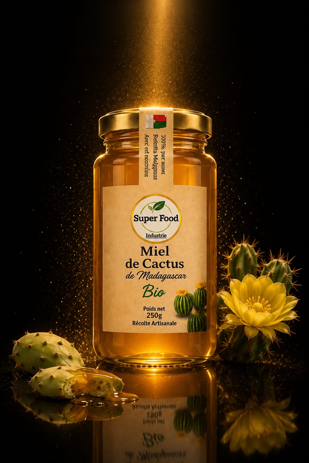 Miel de Cactus Bio de Madagascar – Puissance Sauvage par Superfoodindustrie (250g)